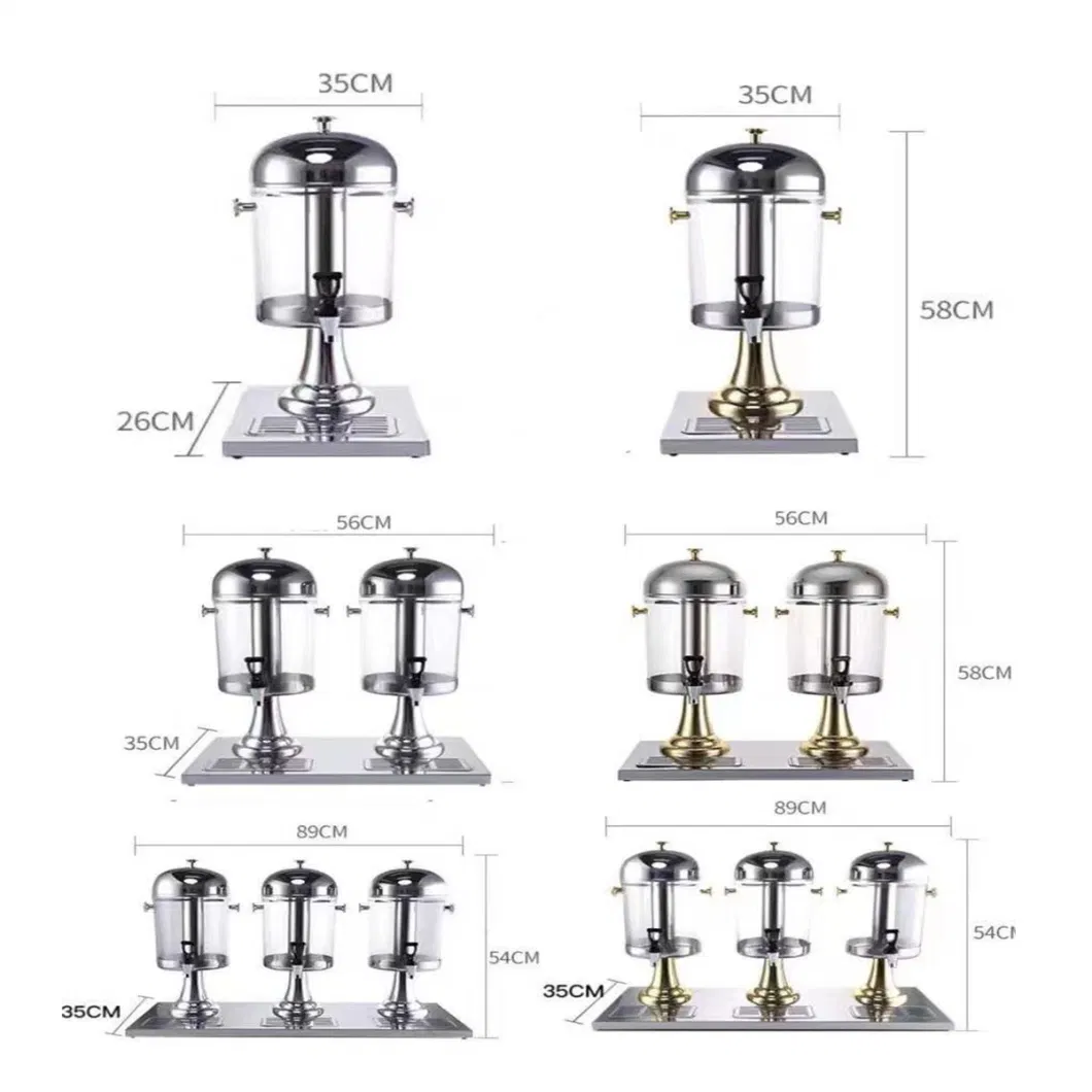 8L 16L 24L Single Double Triple Barrels Gilded Stainless Steel Detachable Easy cleaning Hot Cold Drinks Juice Dispenser