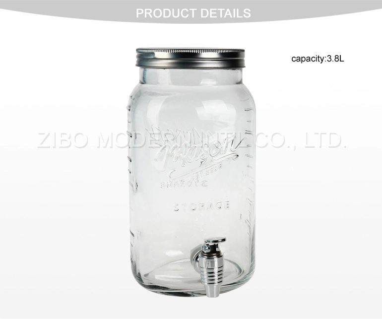 Wholesale 1 Gallon Glass Mason Jar Beverage Juice Dispenser with Tap