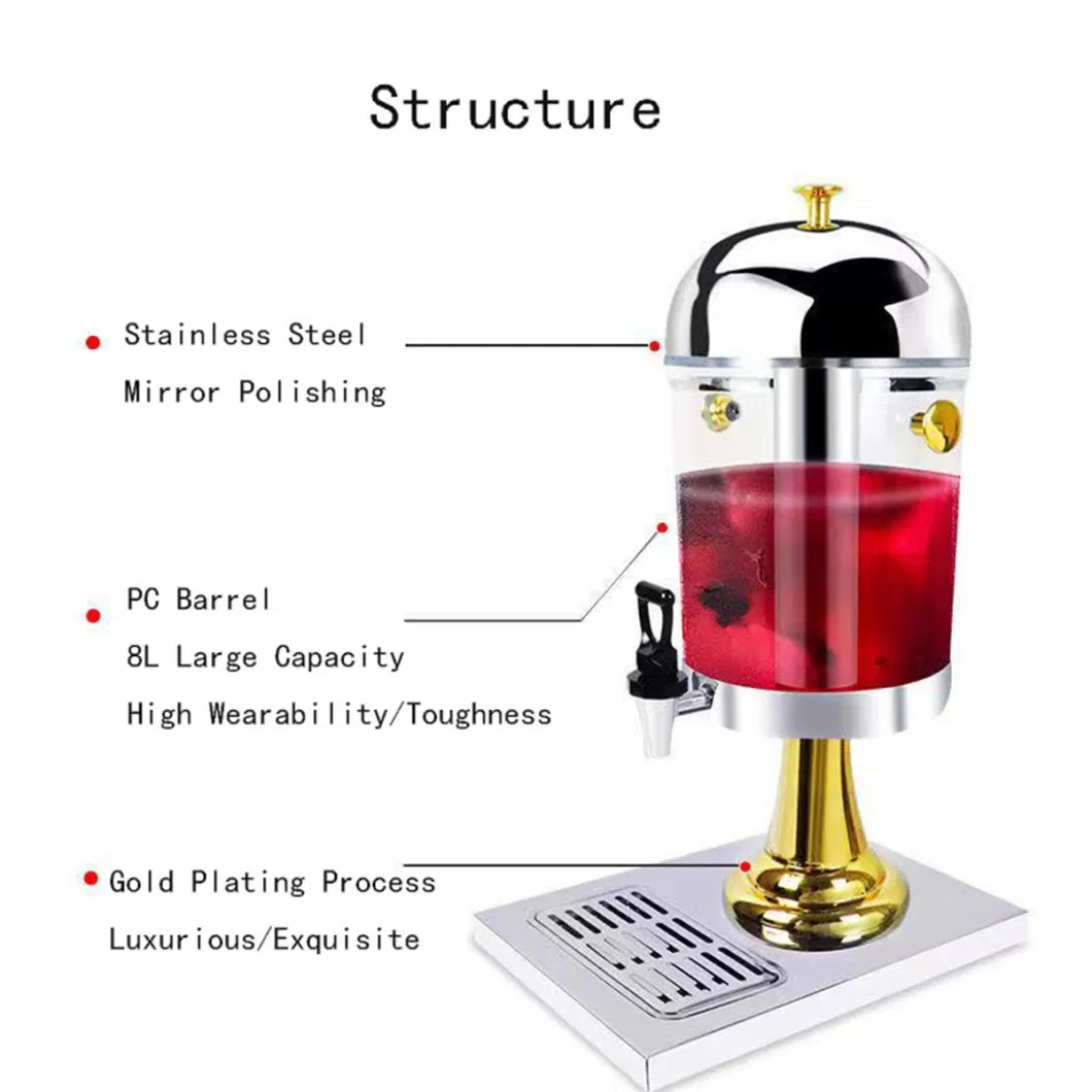 8L 16L 24L Single Double Triple Barrels Gilded Stainless Steel Detachable Easy cleaning Hot Cold Drinks Juice Dispenser